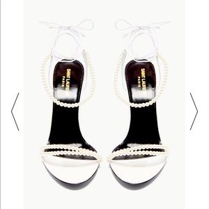 Saint Laurent | Shoes | Saint Laurent Luna Faux Pearl Embellished Heels |  Poshmark